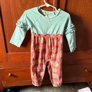 Matilda Jane Mint Top with Coral Floral Bottom Girls One-Piece
